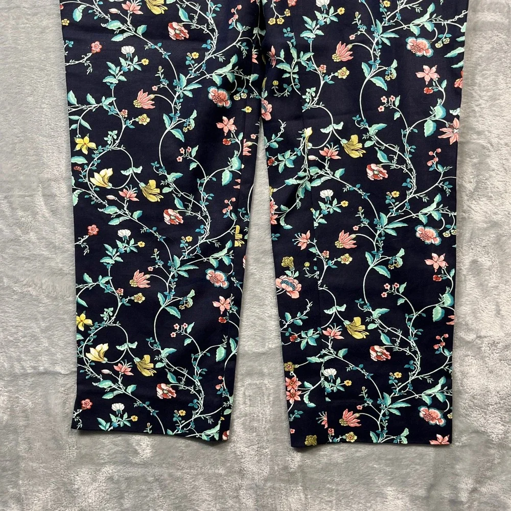 LOFT Riviera Pant Women Navy‎ Blue Floral Julie Fit Cropped Trousers NWT 2
